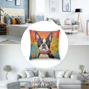 Colorful Dream Boston Terrier Plush Pillow Case-Cushion Cover-Boston Terrier, Dog Dad Gifts, Dog Mom Gifts, Home Decor, Pillows-8