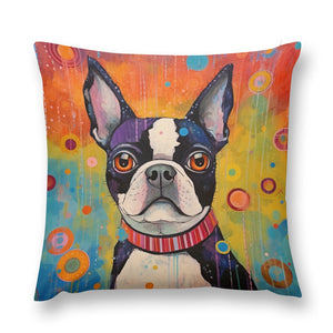 Colorful Dream Boston Terrier Plush Pillow Case-Cushion Cover-Boston Terrier, Dog Dad Gifts, Dog Mom Gifts, Home Decor, Pillows-12 "×12 "-1