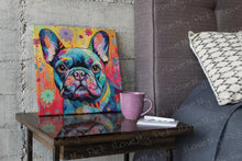 Load image into Gallery viewer, Colorful French Bulldog Tapestry Framed Wall Art Poster-Art-Dog Art, French Bulldog, Home Decor, Poster-Framed Light Canvas-Small - 8x8&quot;-1