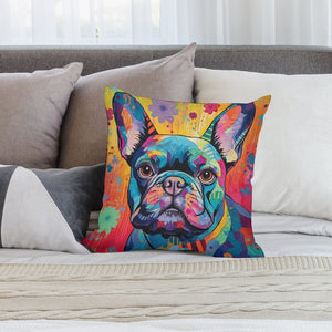 Colorful French Bulldog Tapestry Plush Pillow Case-Cushion Cover-Dog Dad Gifts, Dog Mom Gifts, French Bulldog, Home Decor, Pillows-2
