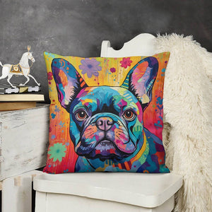 Colorful French Bulldog Tapestry Plush Pillow Case-Cushion Cover-Dog Dad Gifts, Dog Mom Gifts, French Bulldog, Home Decor, Pillows-3