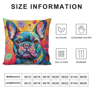 Colorful French Bulldog Tapestry Plush Pillow Case-Cushion Cover-Dog Dad Gifts, Dog Mom Gifts, French Bulldog, Home Decor, Pillows-6