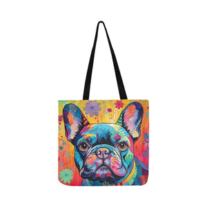 Colorful French Bulldog Tapestry Shopping Tote Bag-Accessories-Accessories, Bags, Dog Dad Gifts, Dog Mom Gifts, French Bulldog-ONESIZE-1