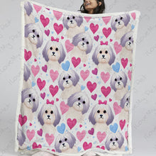 Load image into Gallery viewer, Colorful Hearts and Lhasa Apsos Soft Warm Fleece Blanket-Blanket-Blankets, Home Decor, Lhasa Apso-13