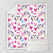 Load image into Gallery viewer, Colorful Hearts and Lhasa Apsos Soft Warm Fleece Blanket-Blanket-Blankets, Home Decor, Lhasa Apso-3