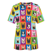 Load image into Gallery viewer, Colorful Mosaic Frenchies Love All Over Print Women&#39;s Cotton T-Shirt - 4 Colors-Apparel-Apparel, French Bulldog, Shirt, T Shirt-4