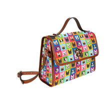 Load image into Gallery viewer, Colorful Mosaic Frenchies Love Satchel Bag Purse-Black4-ONE SIZE-4