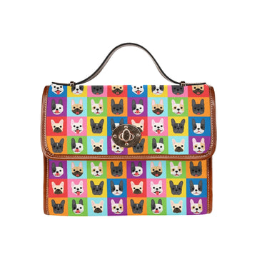 Colorful Mosaic Frenchies Love Satchel Bag Purse One Size 360x