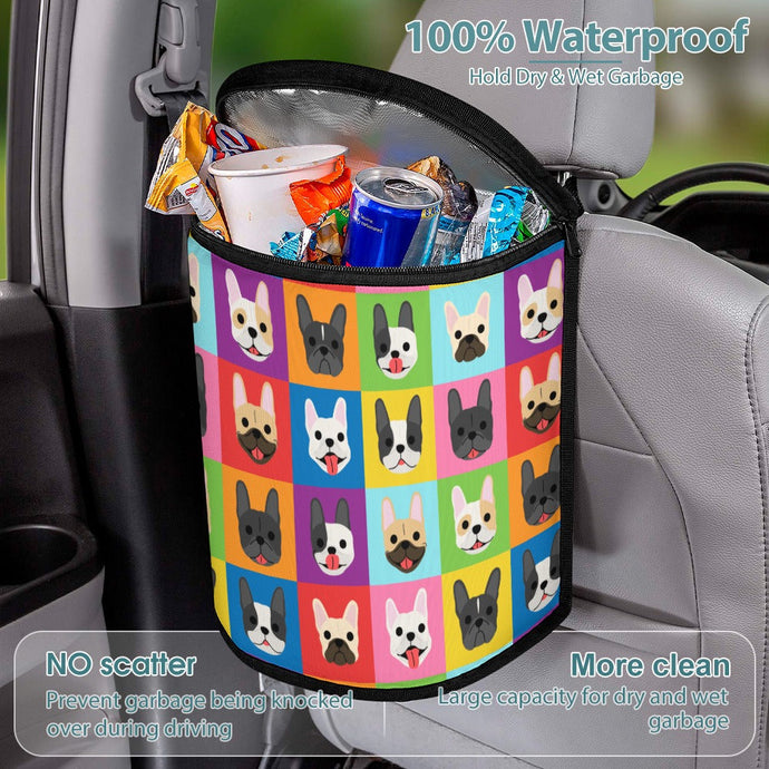 Colorful Mosaic Frenchies Multipurpose Car Storage Bag-Car Accessories-Bags, Car Accessories, French Bulldog-ONE SIZE-White-5