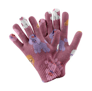 Colorful Poodles in Playful Poses Touch Screen Gloves-Accessories-Accessories, Dog Dad Gifts, Dog Mom Gifts, Gloves-6