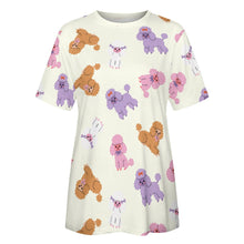 Load image into Gallery viewer, Colorful Poodles in Playful Poses Women's Cotton T-Shirt-Apparel--3