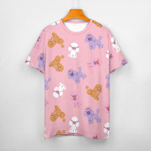 Load image into Gallery viewer, Colorful Poodles in Playful Poses Women's Cotton T-Shirt-Apparel--7