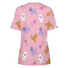 Load image into Gallery viewer, Colorful Poodles in Playful Poses Women's Cotton T-Shirt-Apparel--8
