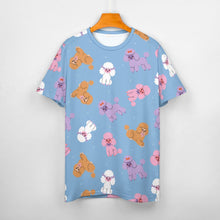 Load image into Gallery viewer, Colorful Poodles in Playful Poses Women's Cotton T-Shirt-Apparel--21