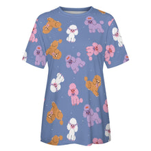 Load image into Gallery viewer, Colorful Poodles in Playful Poses Women's Cotton T-Shirt-Apparel--32