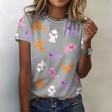 Load image into Gallery viewer, Colorful Poodles in Playful Poses Women's Cotton T-Shirt-Apparel--38