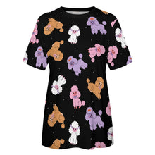 Load image into Gallery viewer, Colorful Poodles in Playful Poses Women's Cotton T-Shirt-Apparel--40