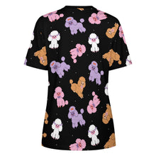 Load image into Gallery viewer, Colorful Poodles in Playful Poses Women's Cotton T-Shirt-Apparel--41