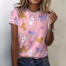 Load image into Gallery viewer, Colorful Poodles in Playful Poses Women's Cotton T-Shirt-Apparel--11