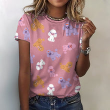Load image into Gallery viewer, Colorful Poodles in Playful Poses Women's Cotton T-Shirt-Apparel--13
