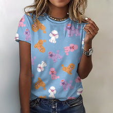 Load image into Gallery viewer, Colorful Poodles in Playful Poses Women's Cotton T-Shirt-Apparel--17