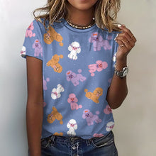 Load image into Gallery viewer, Colorful Poodles in Playful Poses Women's Cotton T-Shirt-Apparel--23