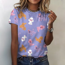 Load image into Gallery viewer, Colorful Poodles in Playful Poses Women's Cotton T-Shirt-Apparel--34