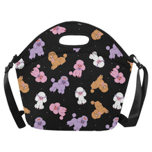 Load image into Gallery viewer, Colorful Poodles Love Neoprene Lunch Bag-Black-ONESIZE-41