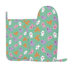 Load image into Gallery viewer, Colorful Poodles Love Oven Gloves-Kitchen Decor-Green-One Size-1