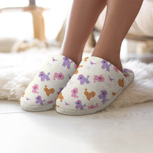 Load image into Gallery viewer, Colorful Poodles Love Women's Cotton Mop Slippers-5