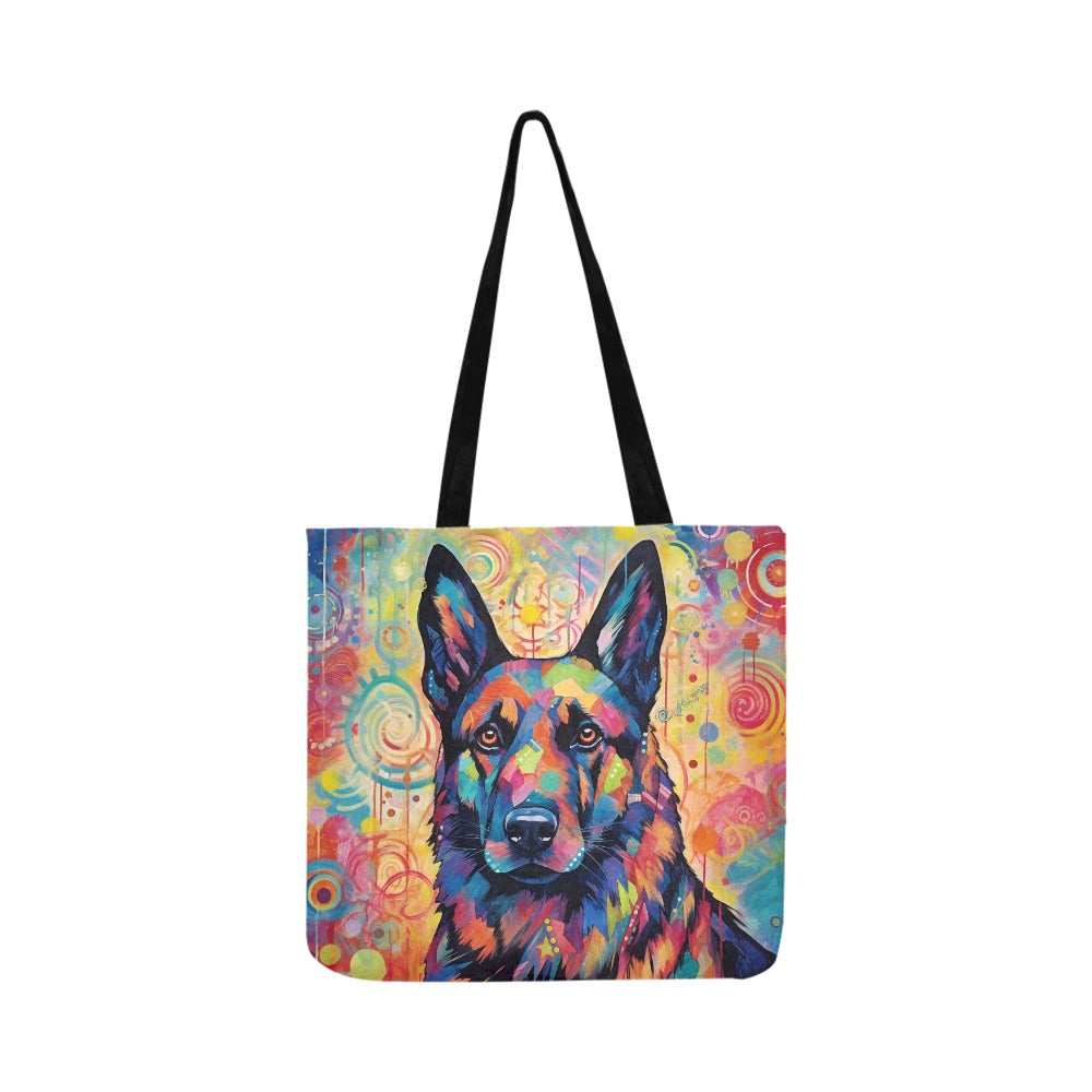 Colorful Presence German Shepherd Shopping Tote Bag-Accessories-Accessories, Bags, Dog Dad Gifts, Dog Mom Gifts, German Shepherd-1