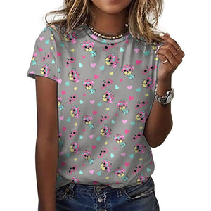 Colorful Westie Love All Over Print Women's Cotton T-Shirt - 5 Colors-Apparel-Apparel, Shirt, T Shirt, West Highland Terrier-14