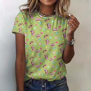 Colorful Westie Love All Over Print Women's Cotton T-Shirt - 5 Colors-Apparel-Apparel, Shirt, T Shirt, West Highland Terrier-2XS-DarkKhaki-18