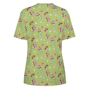 Colorful Westie Love All Over Print Women's Cotton T-Shirt - 5 Colors-Apparel-Apparel, Shirt, T Shirt, West Highland Terrier-19