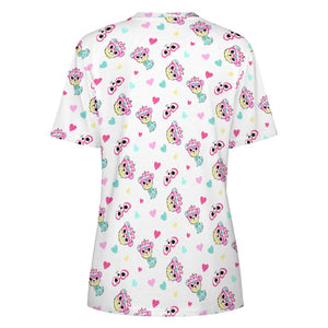 Colorful Westie Love All Over Print Women's Cotton T-Shirt - 5 Colors-Apparel-Apparel, Shirt, T Shirt, West Highland Terrier-4