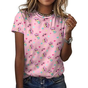 Colorful Westie Love All Over Print Women's Cotton T-Shirt - 5 Colors-Apparel-Apparel, Shirt, T Shirt, West Highland Terrier-8