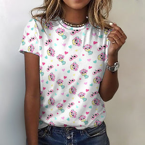Colorful Westie Love All Over Print Women's Cotton T-Shirt - 5 Colors-Apparel-Apparel, Shirt, T Shirt, West Highland Terrier-17