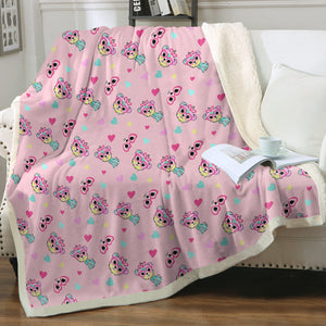 Colorful Westie Love Soft Warm Fleece Blanket-Blanket-Blankets, Home Decor, West Highland Terrier-Soft Pink-Small-3