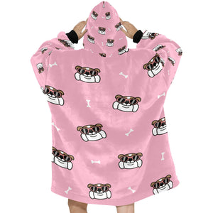 Coolest English Bulldog Love Blanket Hoodie for Women-Apparel-Apparel, Blankets-4