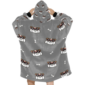 Coolest English Bulldog Love Blanket Hoodie for Women-Apparel-Apparel, Blankets-15