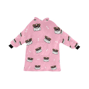 Coolest English Bulldog Love Blanket Hoodie for Women-Apparel-Apparel, Blankets-LightPink-ONE SIZE-1