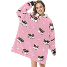 Load image into Gallery viewer, Coolest English Bulldog Love Blanket Hoodie for Women-Apparel-Apparel, Blankets-3