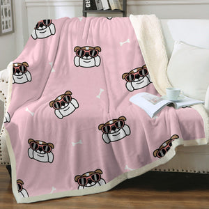 Coolest English Bulldog Love Soft Warm Fleece Blanket - 3 Colors-Blanket-Blankets, English Bulldog, Home Decor-Soft Pink-Small-2