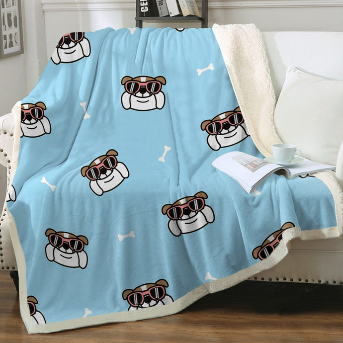 Coolest English Bulldog Love Soft Warm Fleece Blanket - 3 Colors-Blanket-Blankets, English Bulldog, Home Decor-Sky Blue-Small-1