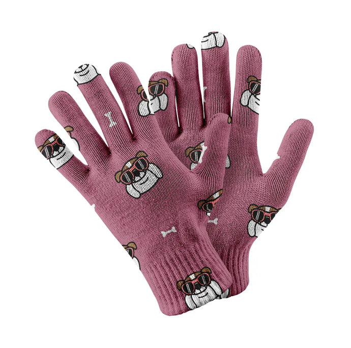 Coolest English Bulldog Love Touch Screen Gloves-Accessories-Accessories,Dog Dad Gifts,Dog Mom Gifts,English Bulldog,Gloves-Rose gold-2