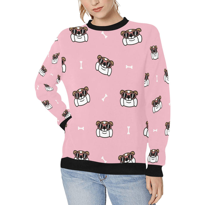 Coolest English Bulldog Love Women's Sweatshirt-Apparel-Apparel, English Bulldog, Sweatshirt-Pink-XS-1