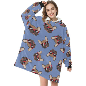 Coolest Fawn French Bulldog Love Blanket Hoodie for Women-Apparel-Apparel, Blankets-5