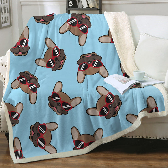 Coolest Fawn Frenchies Love Soft Warm Fleece Blanket - 4 Colors-Blanket-Blankets, French Bulldog, Home Decor-Sky Blue-Small-1