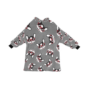 Coolest Pied Black and White Frenchie Blanket Hoodie for Women-Apparel-Apparel, Blankets-Gray-ONE SIZE-12
