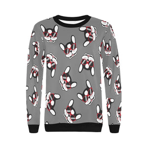 Coolest Pied Black and White Frenchies Love Women's Sweatshirt-Apparel-Apparel, French Bulldog, Sweatshirt-11